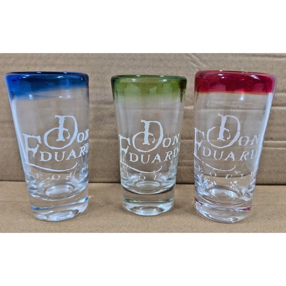 Don Eduardo Other - Don Eduardo Set Of 3 Tri Color Tequila Shot Glasses Green , Red and Blue